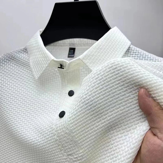 The "Bone Flower" Executive Polo: Men’s Business Casual Artistry