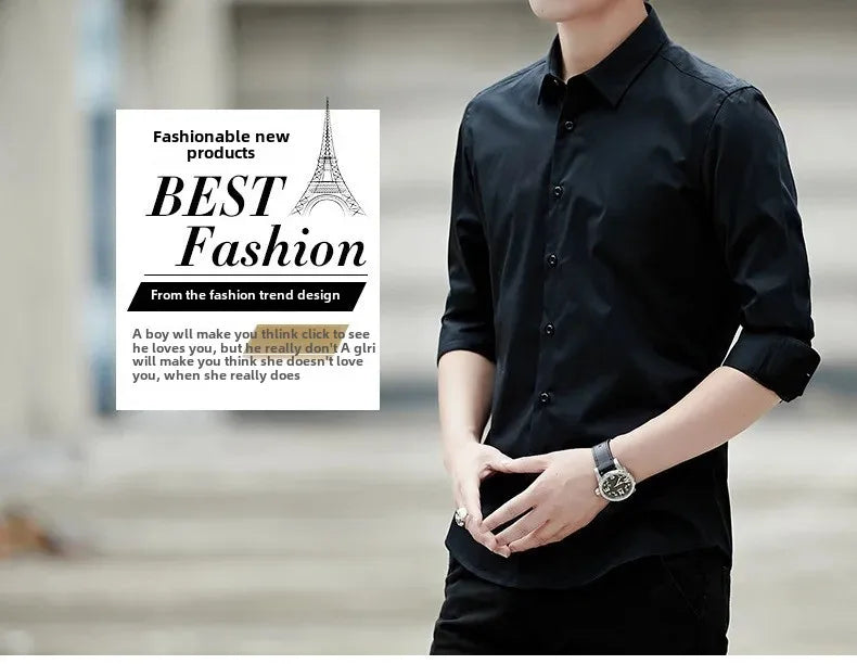 The Silhouette Master: Men’s Classic White "Smooth-Fit" Business Shirt