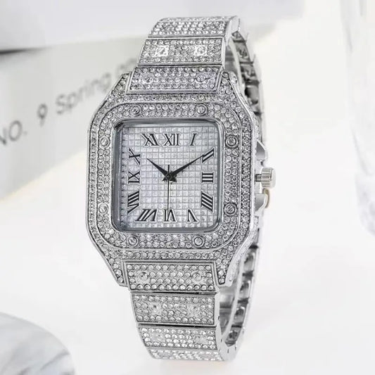 The Timeless Radiance: 2024 Luxury Rhinestone Unisex Gold Watch